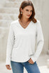 V-Neck Long Sleeve Relaxed Fit Pullover Top